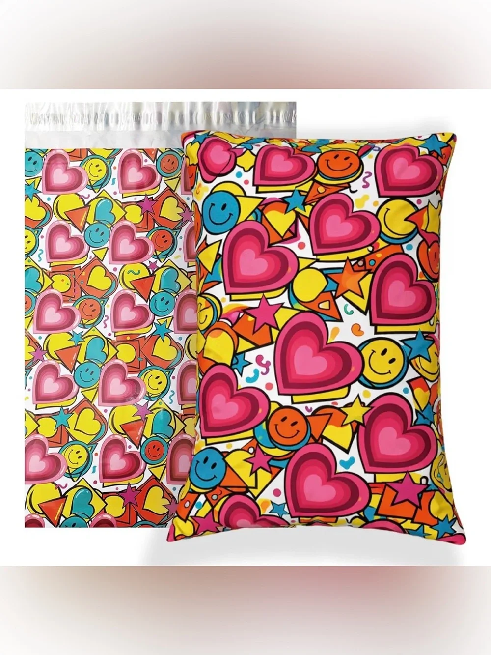 Polymailers Colorful Heart & Smiley faces 10” x 13”. Pack of 20. ❤️😊